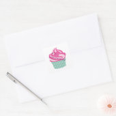 Happy Birthday Cake Vierkante Sticker (Envelop)