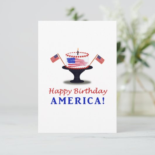 Happy Birthday Cake voor Amerika Informatiekaartje (Staand voorkant)