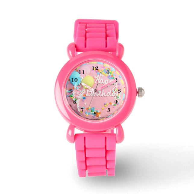 Happy Birthday Cake Watch Horloge (Voorkant)
