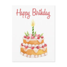 Happy Birthday Cake | Waterverf aardbei