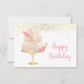 Happy Birthday Cake Waterverf Kaart (Voorkant)