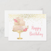 Happy Birthday Cake Waterverf Kaart (Voorkant / Achterkant)