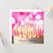 Happy Birthday cake with burning candles Kaart (Voorkant / Achterkant in situ)