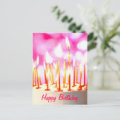 Happy Birthday cake with burning candles Karte Briefkaart (Staand voorkant)