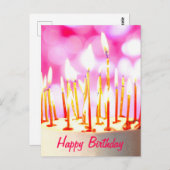 Happy Birthday cake with burning candles Karte Briefkaart (Voorkant / Achterkant)