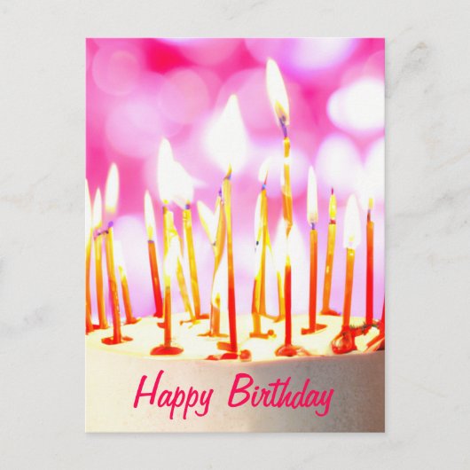Happy Birthday cake with burning candles Karte Briefkaart (Voorkant)