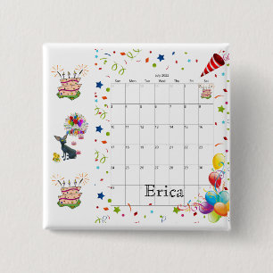Happy Birthday Calendar Juli 2022 Button 