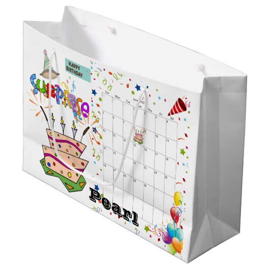 Happy Birthday Calendar June 2022 Gift Bag Groot Cadeauzakje (Voorkant Gekanteld)