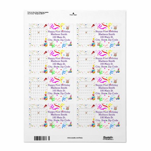 Happy Birthday Calendar March 2022 Address Label (Full Sheet)