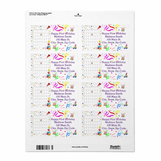 Happy Birthday Calendar May 2022 Address Label (Full Sheet)