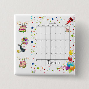 Happy Birthday Calendar Oktober 2022 Button