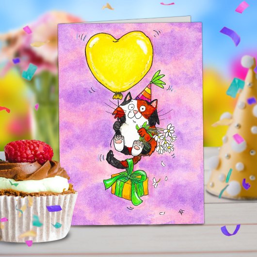 Happy Birthday Calico Cat Wenskaart Bedankkaart