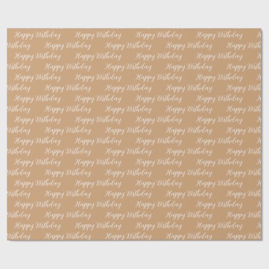 Happy Birthday Calligraphy Font Kraft Pattern Cadeaupapier (Vlak)