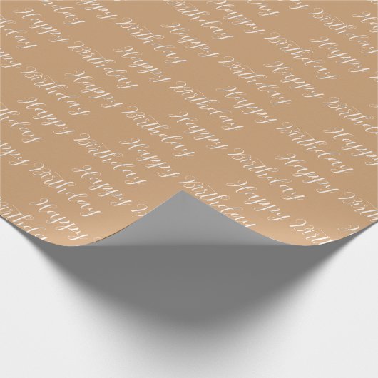 Happy Birthday Calligraphy Font Kraft Pattern Cadeaupapier (Hoek)