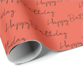 Happy Birthday Calligraphy Font Kraft Pattern Wra Cadeaupapier (Rol Hoek)