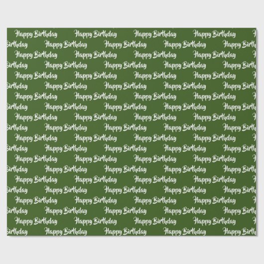 Happy Birthday Calligraphy Font Pattern Green Cadeaupapier (Vlak)