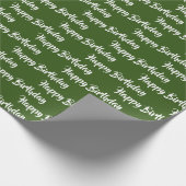 Happy Birthday Calligraphy Font Pattern Green Cadeaupapier (Hoek)