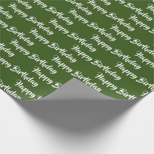 Happy Birthday Calligraphy Font Pattern Green Cadeaupapier (Hoek)