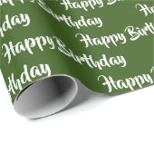 Happy Birthday Calligraphy Font Pattern Green Cadeaupapier (Rol Hoek)