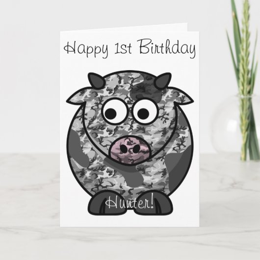 Happy Birthday Camo Koe Kaart (Voorkant)