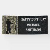 Happy Birthday Camo Vist Mannen Banner (Horizontaal)