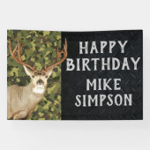 Happy Birthday Camouflage Deer Hunting Mannen Bann Spandoek (Horizontaal)