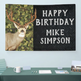 Happy Birthday Camouflage Deer Hunting Mannen Bann Spandoek