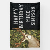 Happy Birthday Camouflage Deer Hunting Mannen Bann Spandoek (Verticaal)