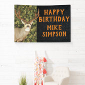 Happy Birthday Camouflage Deer Hunting Mannen Bann Spandoek (Insitu)