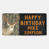 Happy Birthday Camouflage Deer Hunting Mannen Spandoek (Horizontaal)