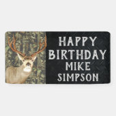 Happy Birthday Camouflage Deer Hunting Mannen Spandoek (Horizontaal)