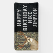 Happy Birthday Camouflage Deer Hunting Mannen Spandoek (Verticaal)