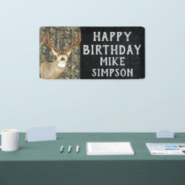 Happy Birthday Camouflage Deer Hunting Mannen Spandoek