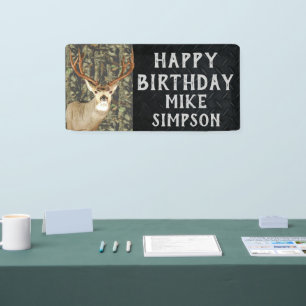 Happy Birthday Camouflage Deer Hunting Mannen Spandoek