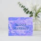 Happy Birthday Camouflage Pastel Blauw Abstract Briefkaart (Staand voorkant)