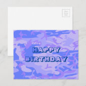 Happy Birthday Camouflage Pastel Blauw Abstract Briefkaart (Voorkant / Achterkant)