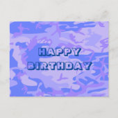 Happy Birthday Camouflage Pastel Blauw Abstract Briefkaart (Voorkant)