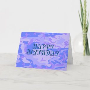 Happy Birthday Camouflage Pastel Blauw Abstract Kaart