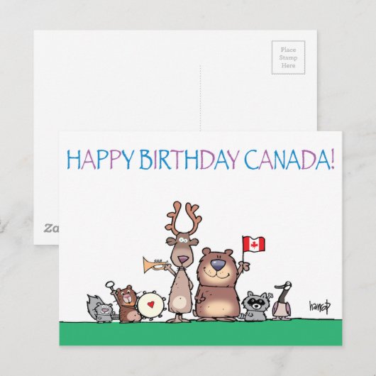 Happy Birthday Canada! beroemd gemaakt door Harrop Briefkaart (Voorkant / Achterkant)