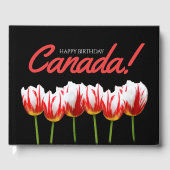Happy Birthday Canada Day Maple Leaf Tulips Gastenboek (Voorkant)