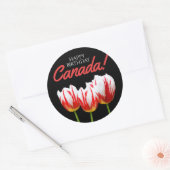 Happy Birthday Canada Day Maple Leaf Tulips Ronde Sticker (Envelop)