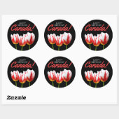 Happy Birthday Canada Day Maple Leaf Tulips Ronde Sticker (Vel)