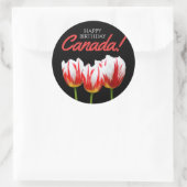 Happy Birthday Canada Day Maple Leaf Tulips Ronde Sticker (Tas)