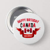 Happy Birthday Canada est. 1867- Ronde Button 7,6 Cm (Voorkant /achterkant)