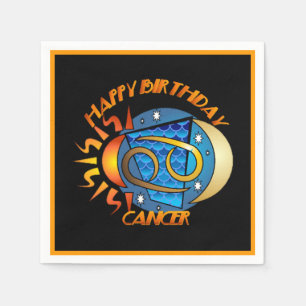 Happy Birthday Cancer Zodiac Birth Sign Napkins Servetten