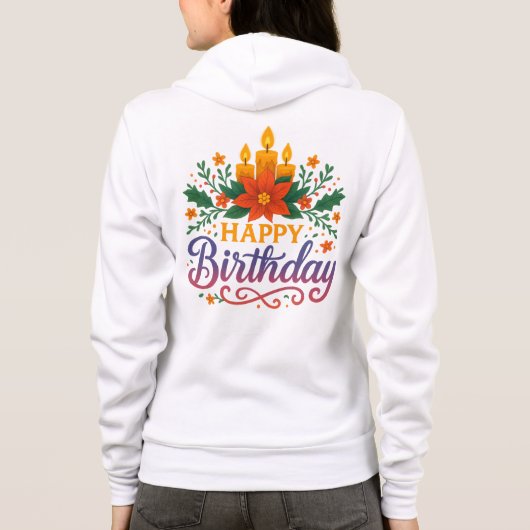 Happy Birthday Candle Adult Zip-Up Hoodie (Achterkant)