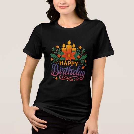 Happy Birthday Candle Bella+Canvas Women’s  Tri-Blend Shirt (Voorkant)