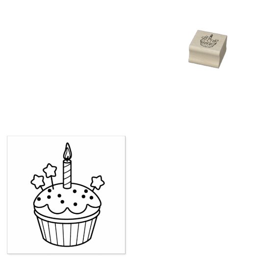 Happy Birthday Candle Cupcake 2 Rubberstempel (Gestempeld)