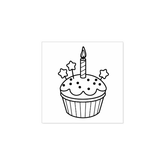 Happy Birthday Candle Cupcake 2 Rubberstempel (Afrduk)