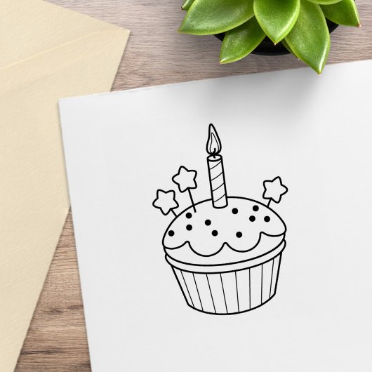 Happy Birthday Candle Cupcake Colme Rubberstempel